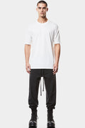 Contrast scar-stitch bamboo t-shirt, White