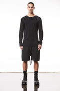 Piped seams long sleeve tee, Black