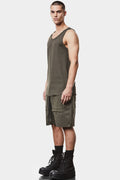 Piped seam tank top, Olive