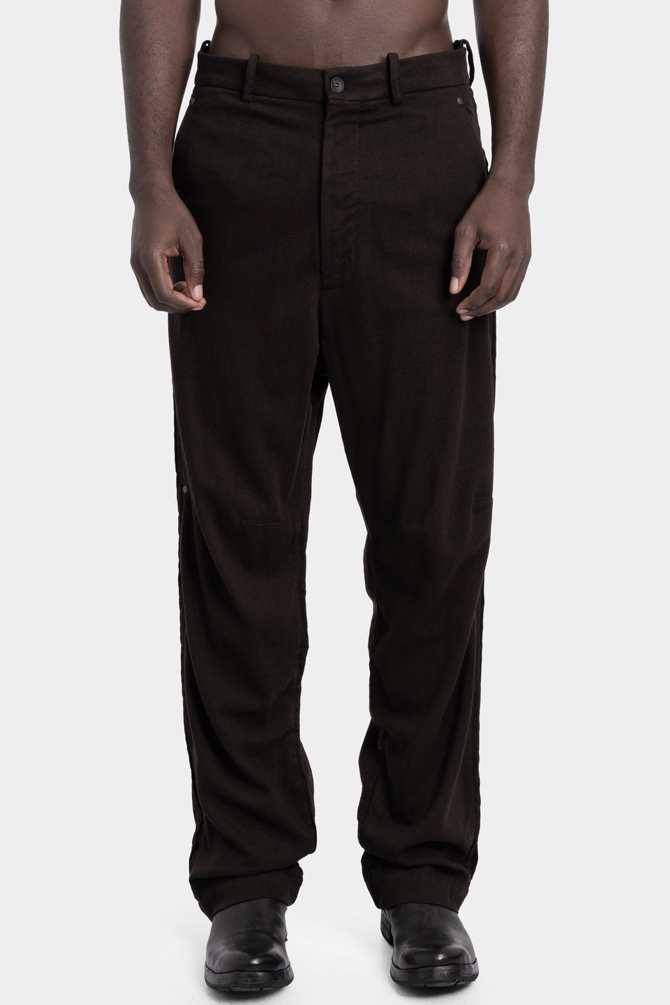 Oversized wool flannel pants, Palude brown