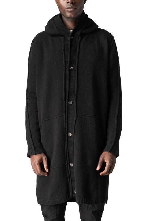 Masnada | AW26 - Hooded lambswool knit sweater, Black M37A03