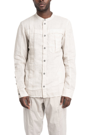 Masnada | SS26 - Woven Ramie Pleated Shirt, Off White M3675