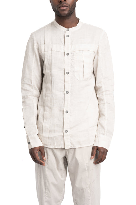 Masnada | SS26 - Woven Ramie Pleated Shirt, Off White M3675