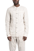 Masnada | SS26 - Woven Ramie Pleated Shirt, Off White M3675
