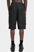 Never Enough | SS25 - Coated crinkled linen shorts, Black, MBE012
