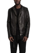 Never Enough | SS26 - Mandarin collar leather jacket, MJL078