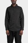 Never Enough | SS25 - Coated crinkled cotton shirt, Black, MSL009