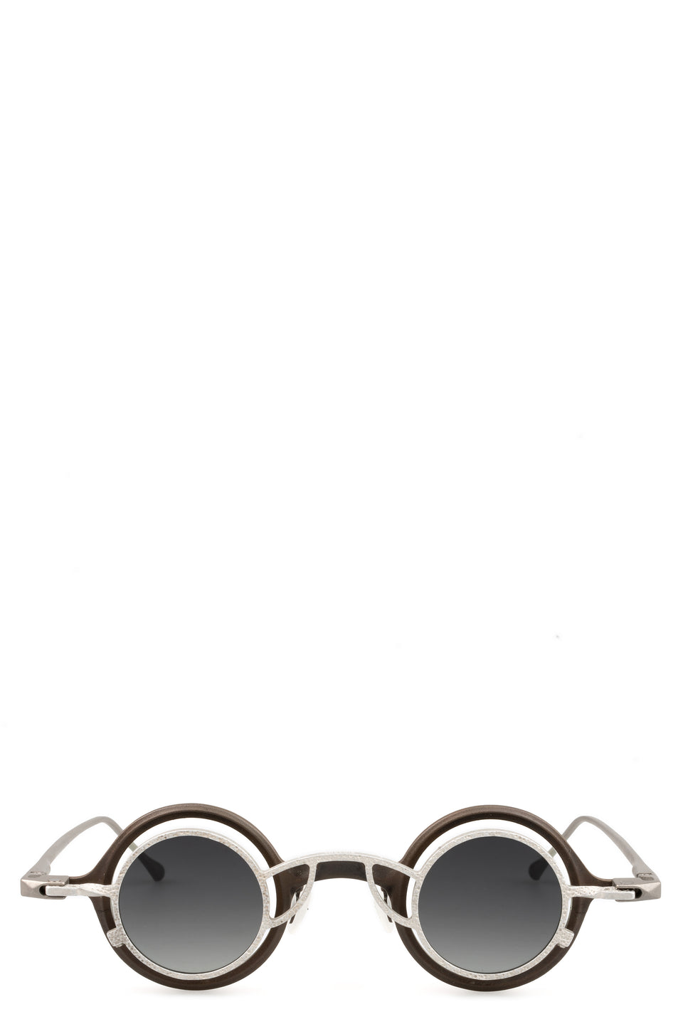 Round titanium clip-on sunglasses, Bronze