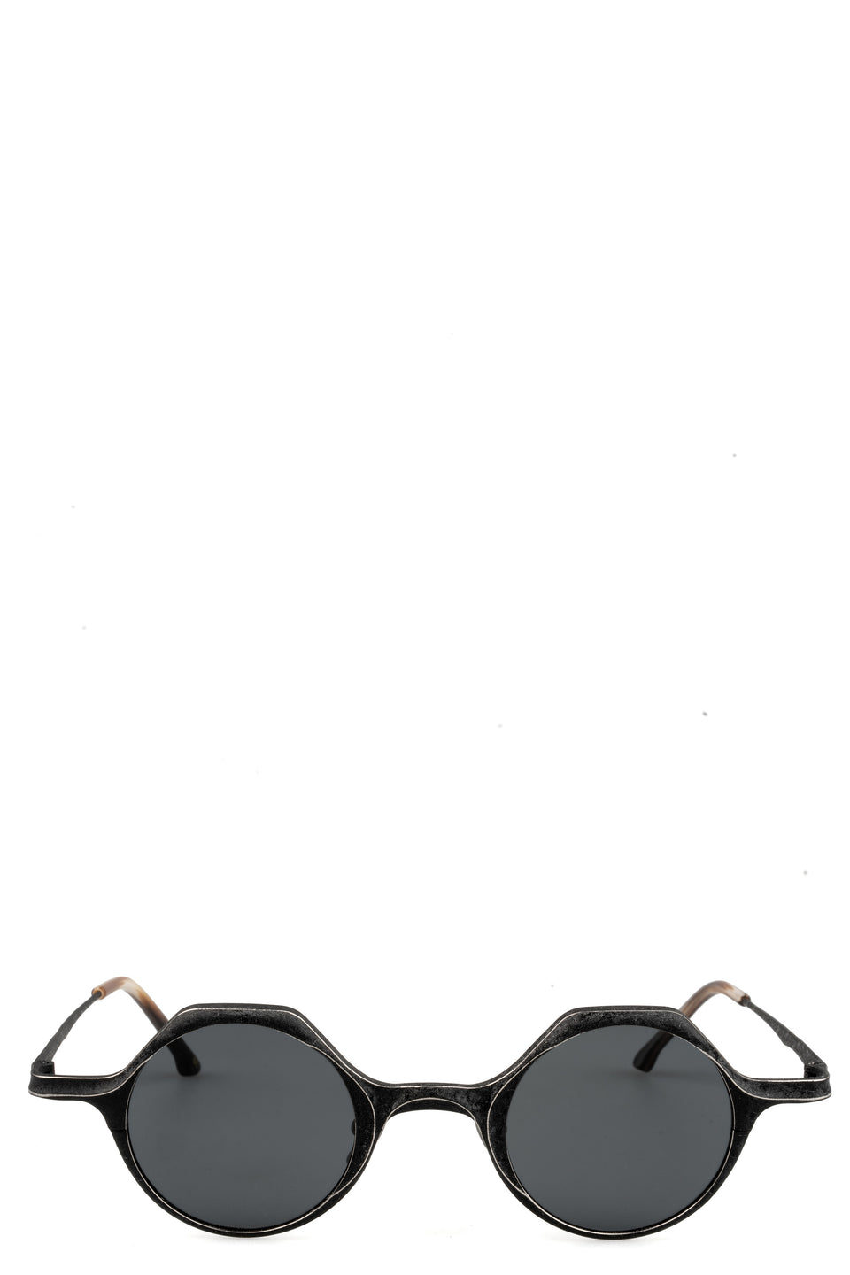 Round titanium sunglasses, Black
