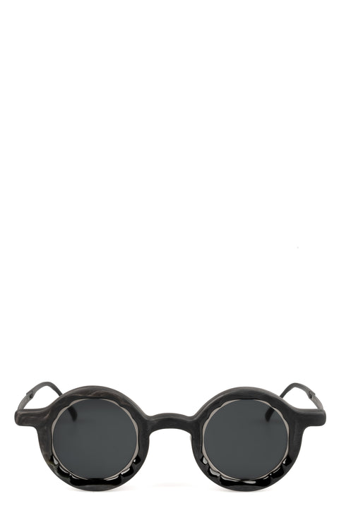 Rigards | Permanent - Round horn sunglasses, Black & White RG1072