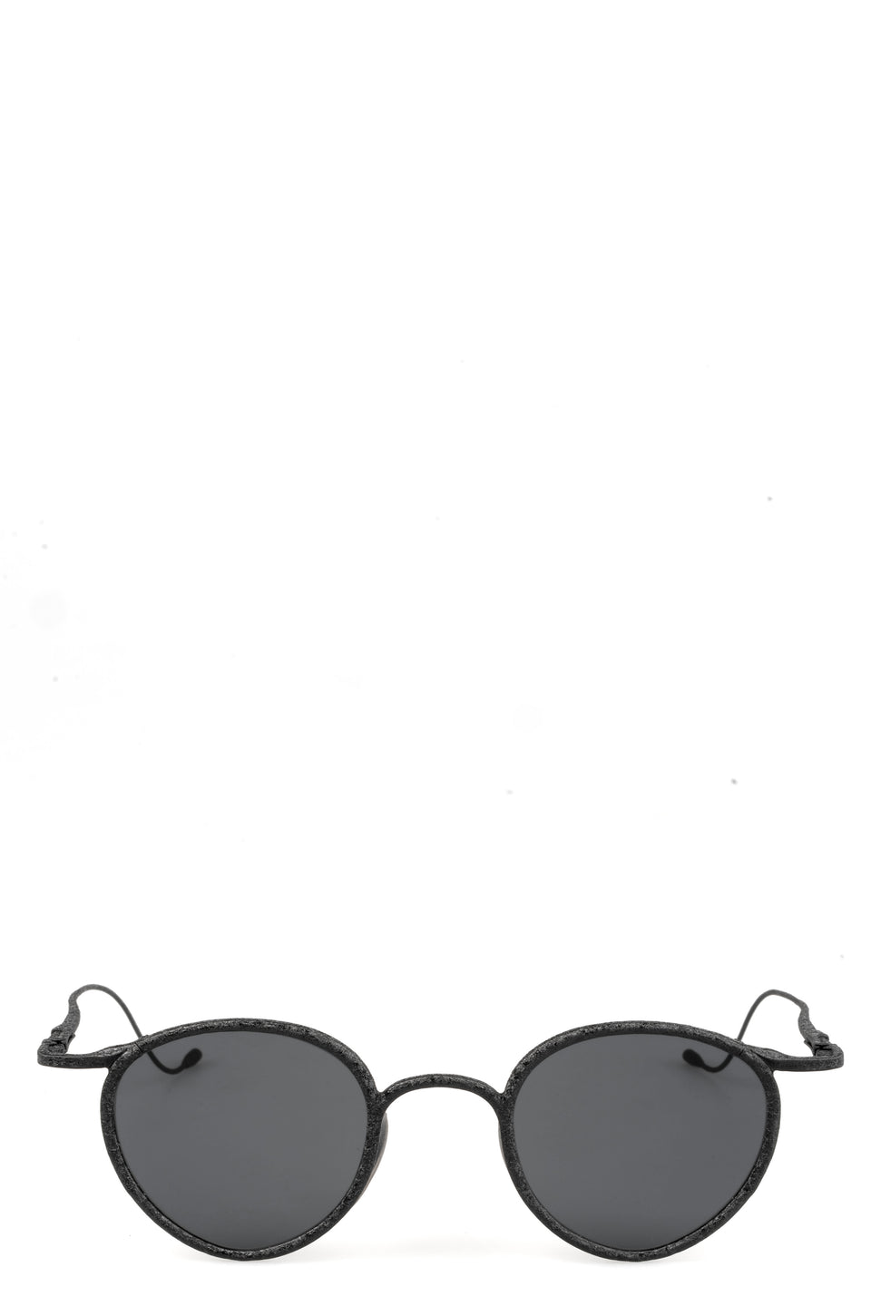 Round titanium & steel sunglasses, Black