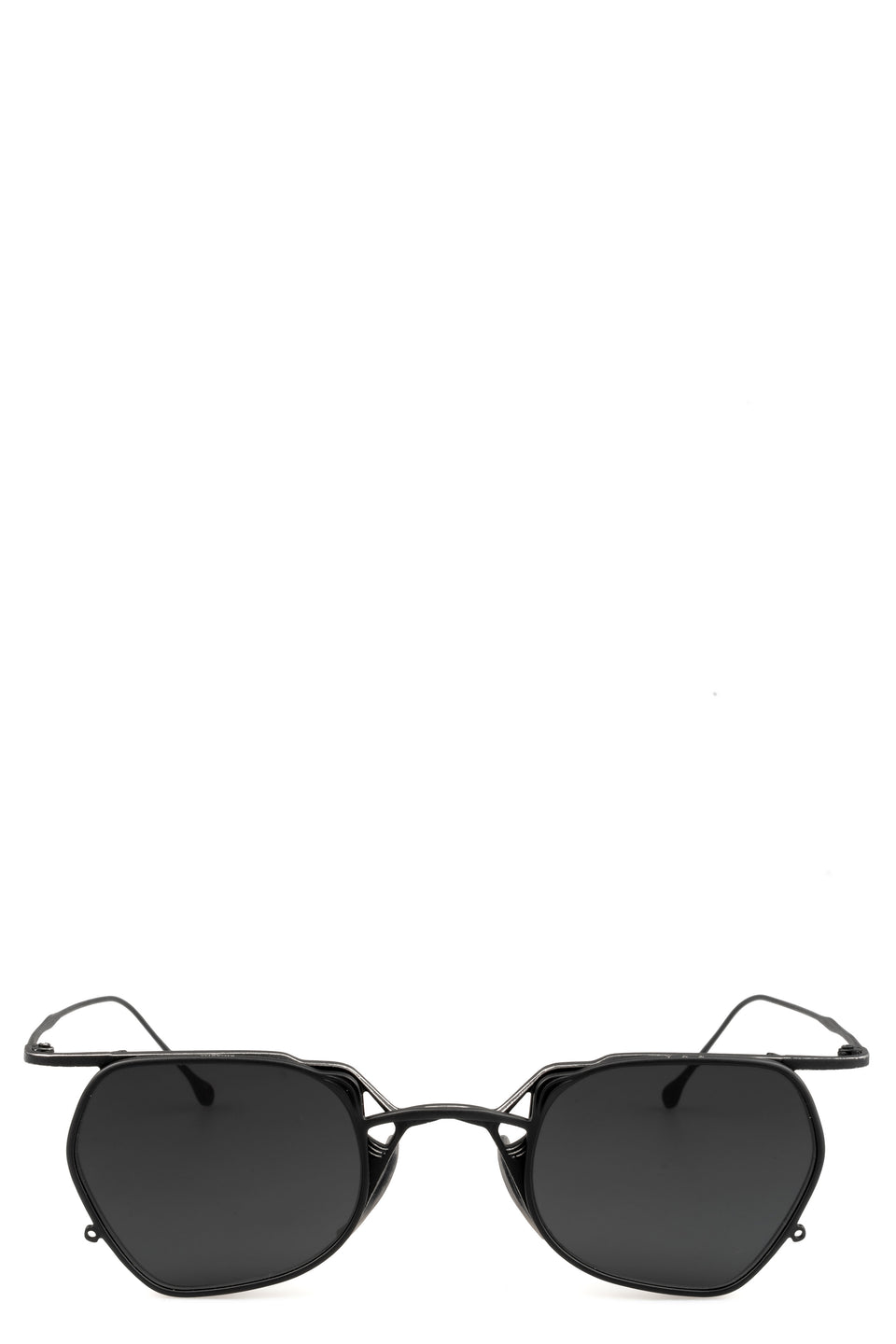 Hexagonal titanium clip-on sunglasses, Black