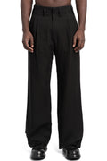 SAN263-1 | SS26 - Layered Hem Linen Trousers, SS26-0404-BK