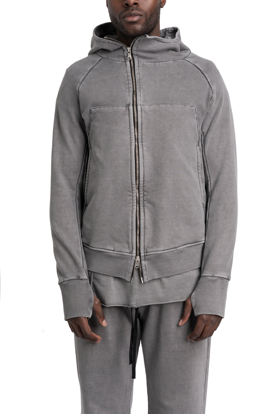 Asymmetric Zip Hoodie, Grey