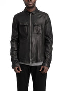 SAN263-1 | SS26 - Lamb leather zipped overshirt jacket, SS25-0101-BK