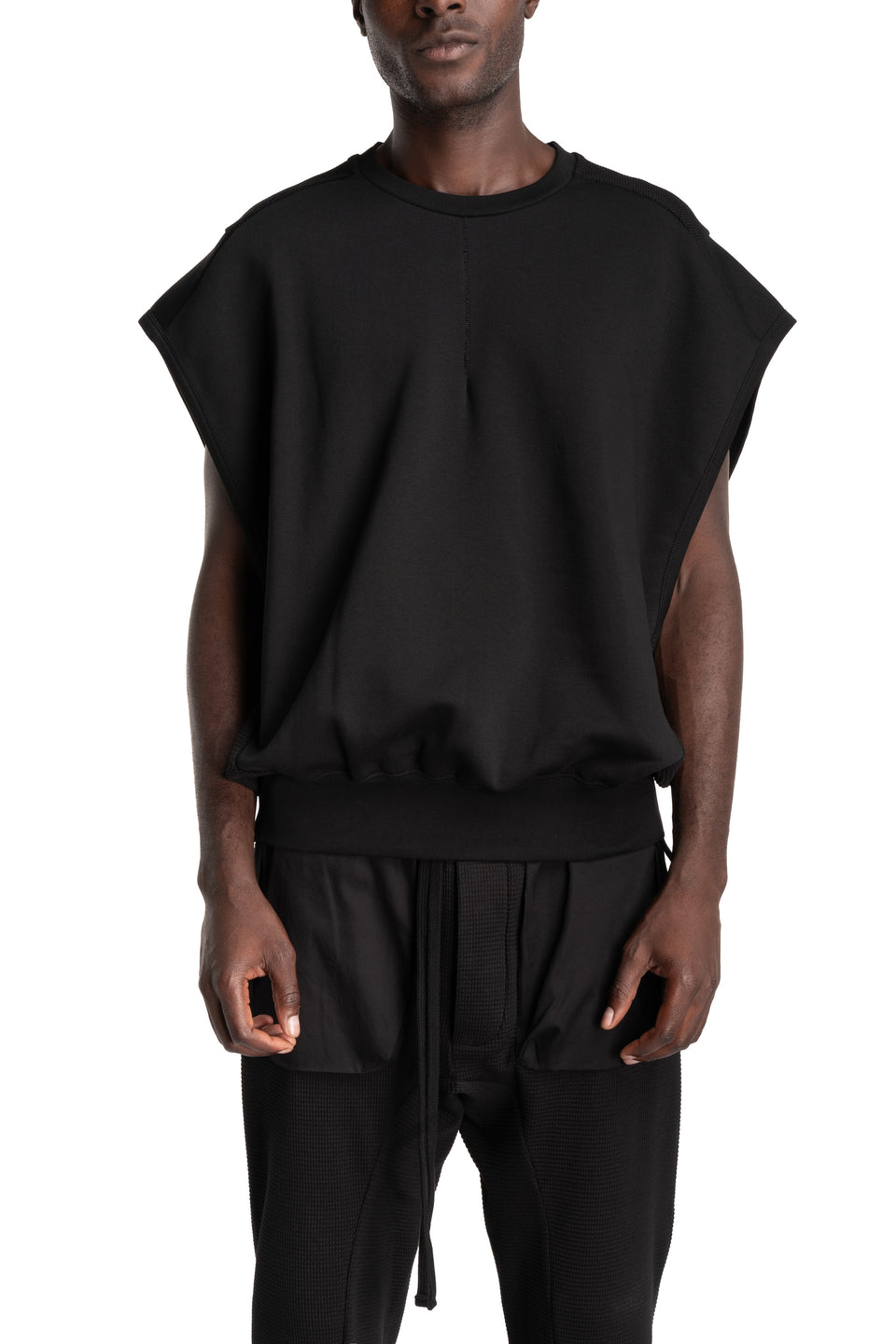 Crewneck Sleeveless Sweatshirt, Black