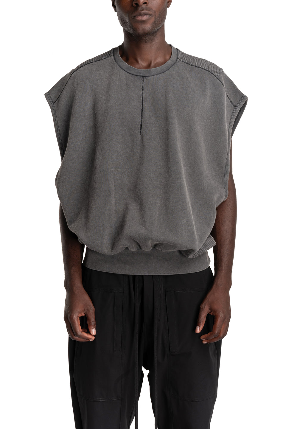 Crewneck Sleeveless Sweatshirt, Dark Used Grey