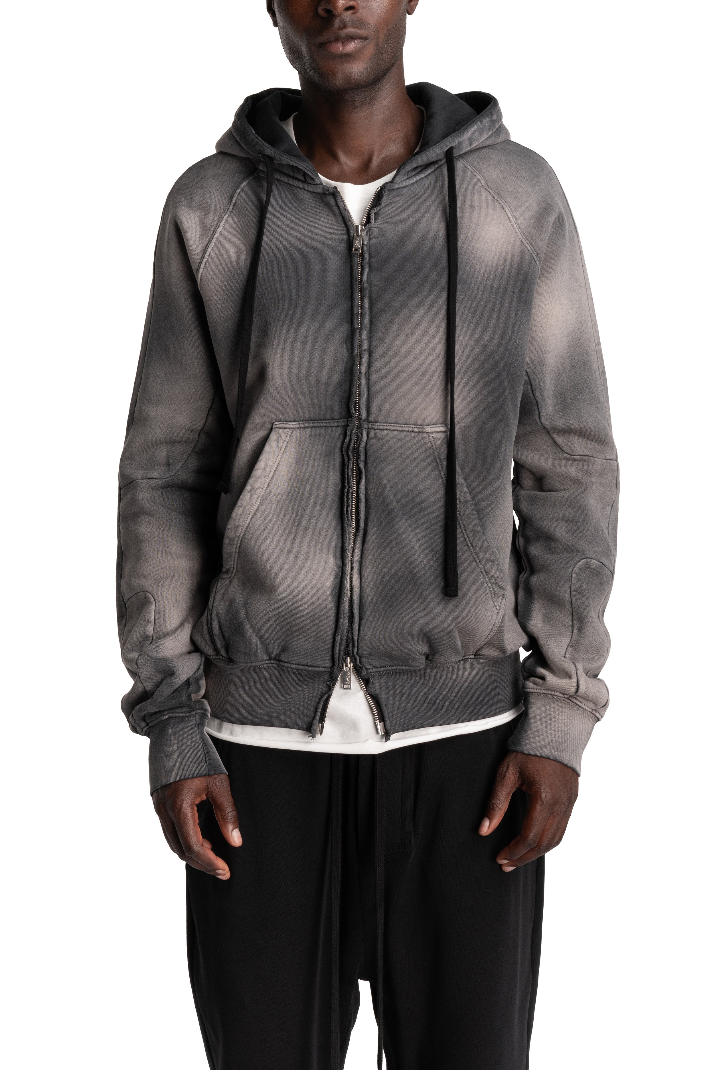 Thom Krom | AW26 - Hooded Zip Jacket, Grey Stone Wash Spray MSJ711