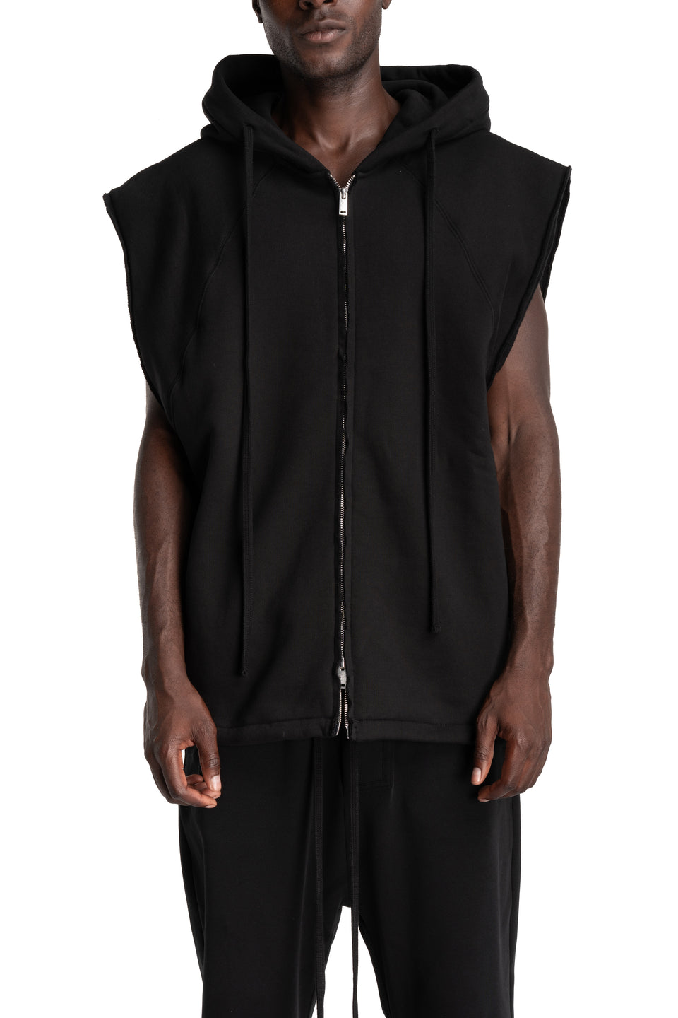 Hooded Sleeveless Sweater Jacket