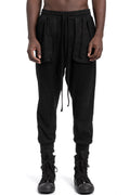 Thom Krom | SS26 - Cotton linen contrast drawstring pants Black MTS523