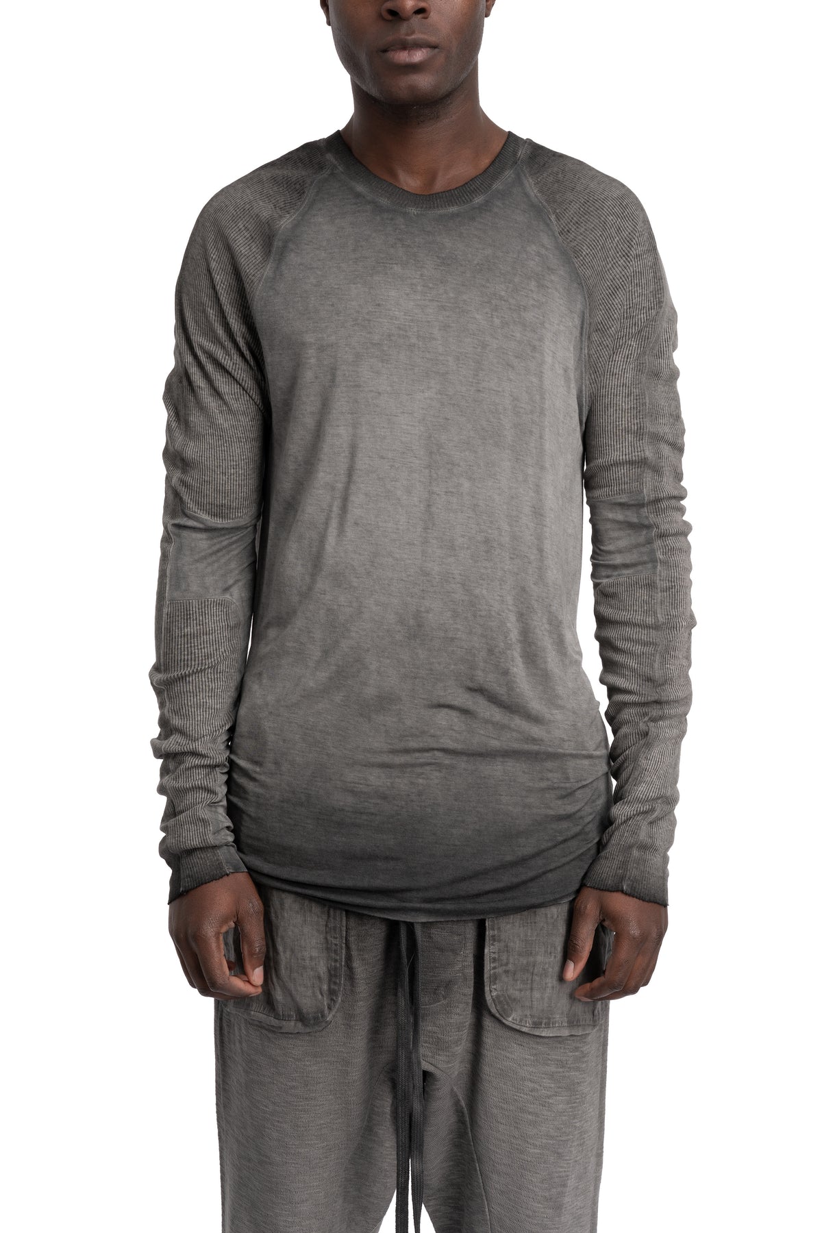 Thom Krom | SS26 - Contrast long sleeve tee, Cold dye grey MTS941