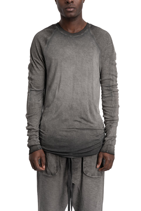 Thom Krom | SS26 - Contrast long sleeve tee, Cold dye grey MTS941
