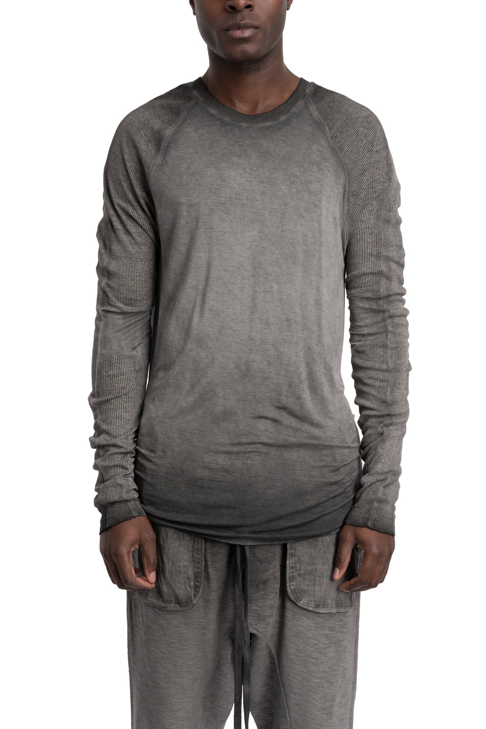 Contrast long sleeve tee, Cold dye grey