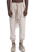 Thom Krom | SS26 - Cotton linen contrast drawstring pants,  Cold dye stone MST523