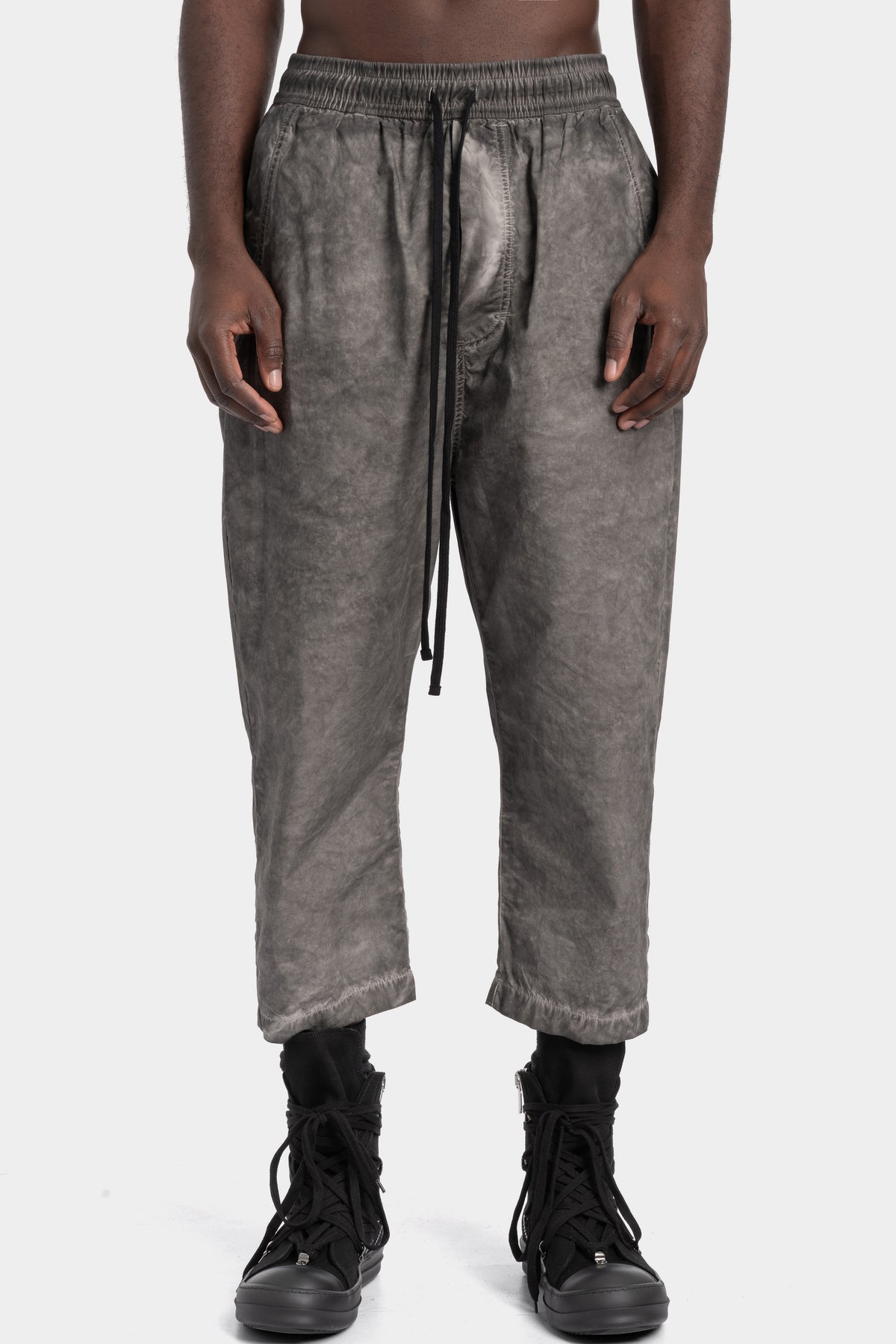 Thom Krom | SS26 - Cropped cotton poplin pants , Vegetal black MP38