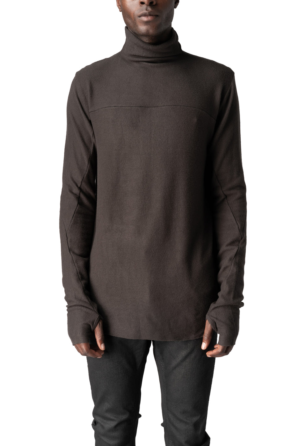 Roll neck long sleeve top, Cold brown