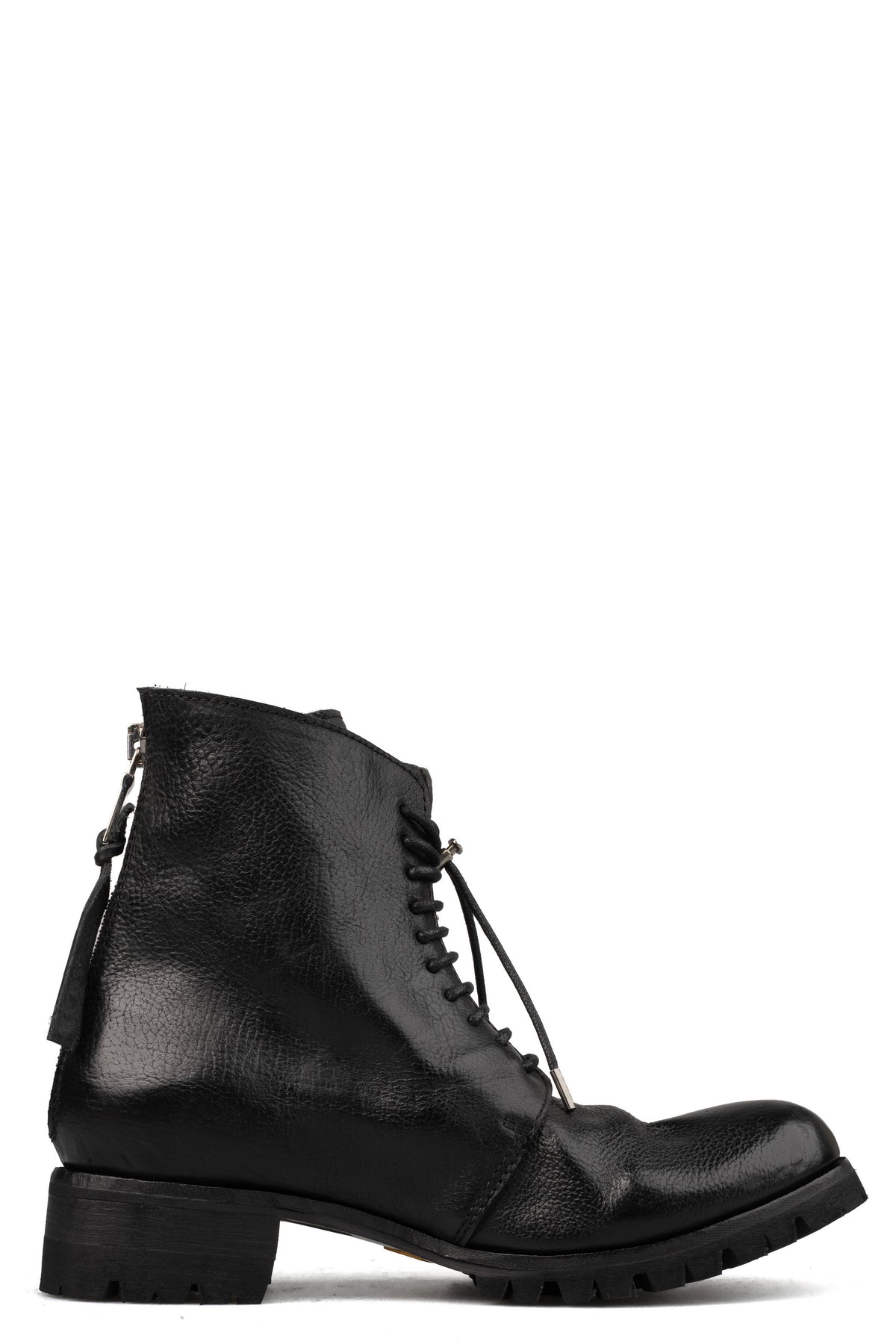 Samoke | Washed calfskin lace-up zip ankle boots
