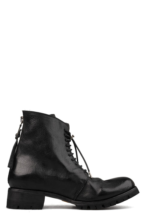 Samoke | Washed calfskin lace-up zip ankle boots
