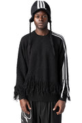 Y-3 | AW26 - Knitted 3-Stripes fringed wool sweater, Black KR1124