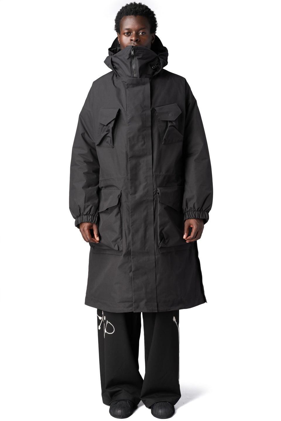 GTX padded hooded coat, Black