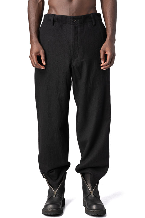 Y's Yohji Yamamoto | AW26 - Shrink wool patch pocket pants, Black MW-P70-101