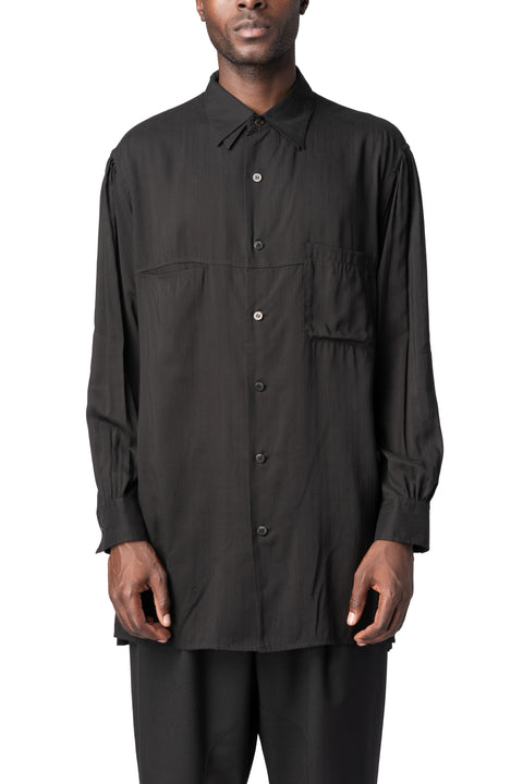 Y's Yohji Yamamoto | AW26 - Double collar oversized big shirt, Black MW-B08-200