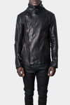 Incarnation | Double breasted moto high neck leather jacket