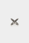 Leony | Crossed studded silver ring